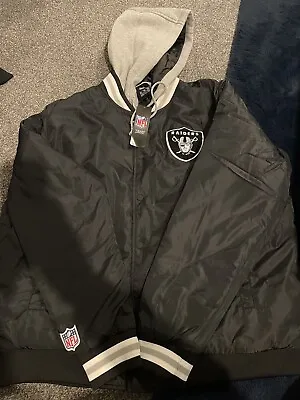 NFL LA Raiders Hooded Sateen Jacket Fanatics Size XL New • £37.99