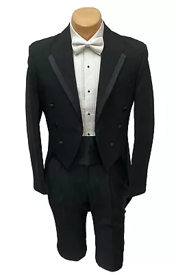 Men's Oscar De La Renta Black Tuxedo Tailcoat Long Tails Wedding Mason 40R • $99.95