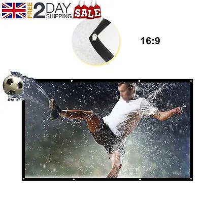 Projector Screen Portable 16:9 HD Projection Screen Foldable Wall Mounted A1K0 • £6.33