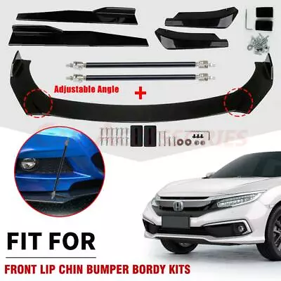 Universal Car Front Bumper Lip Spoiler Diffuser Body Kits + Side Skirt Splitter • $49.26