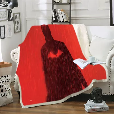 Sherpa Fleece Throw Blanket Plush Flat Warm Soft Blanket Home Decor Batman Red • $43.99