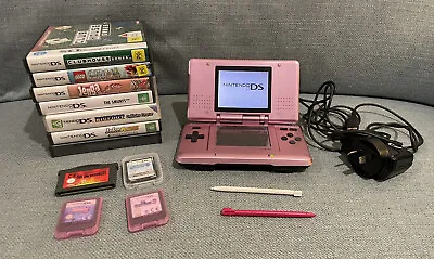 Nintendo DS Console (Original Phat) Pink With Charger - 11 Games - Pens • $170