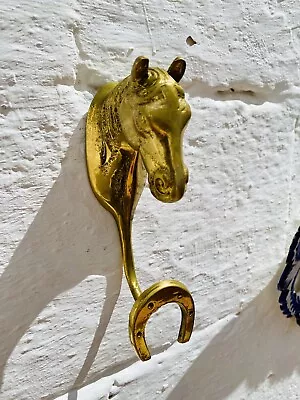 ONE Antique Cast Bronze HORSE Cowboy Shoe HOOK Coat Hat Rack Wall Hooks Gold • $125