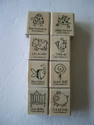 Stampin Up 2007 Very Punny Mounted Rubber Stamps Set Of 8 Fish Frog Cow Bird Pig • $4.99