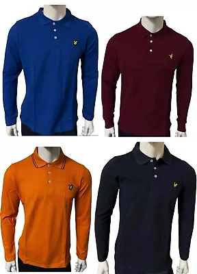 Lyle And Scott Long Sleeve Regular Fit Plain Collar Polo Shirt For Men • £8.12