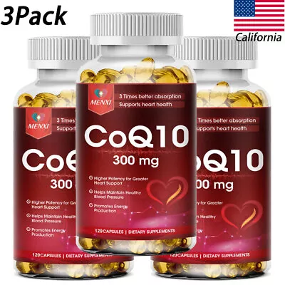 3PC Coenzyme Q-10 300mg Antioxidant Heart Health Support Increase Energy Stamina • $34.99