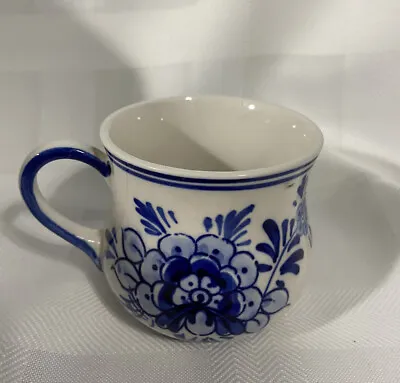 $8.89 • Buy Vintage Delft Mug Coffee Cup  Blue Windmill Dutch Flower Hand Painted D.A.L.C.