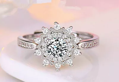 Snowflake Adjustable Ring 925 Sterling Silver Womens Girl Jewellery Love Gift UK • £3.49