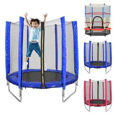 4.5/5.5FT Kids Trampoline With Security Enclosure Net Bungee Gym Outdoor Indoor • £59.95