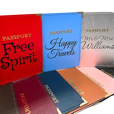 Personalised Leather Passport Holder/Cover Travel Wallet Holiday Travel Present • £7.99