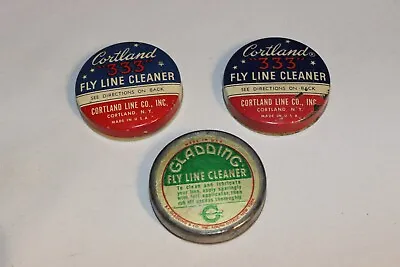 Lot Of 3 Vintage Fly Line Cleaner 2  Fishing Tins CORTLAND & GLADDING • $14.95