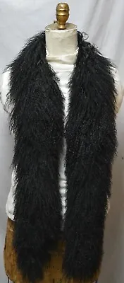 Mongolian Lamb Boa Scarf Black Tibetan Fur New  Real Genuine Authentic • $109.95