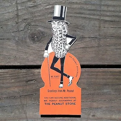 Vintage Original MR. PEANUT PLANTERS PEANUTS Figural Cardboard Bookmark 1940s • $10.36