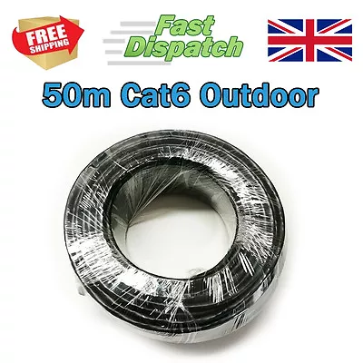 £39.99 • Buy CAT6 UTP External Waterproof Outdoor Network Ethernet Lan Cable 50m BLACK