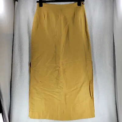 Charlotte Halton Skirt Size 16 Yellow Side Slit Lined Long Length Work Formal  • £9.99