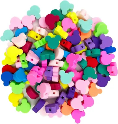 100 Pcs Polymer Clay Mouse Head Loose Spacer Beads 10Mm Mixed Color Cute Beads  • $8.21