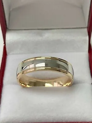 Two Tone Gold Wedding Bands 14k Solid White & Yellow Gold Mens Wedding Rings • $775