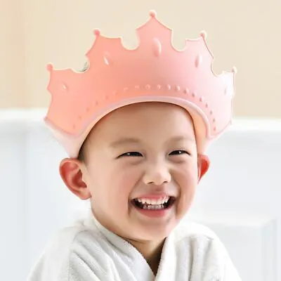 Adjustable Baby Shower Shampoo Cap Crown Shape Wash Hair Shield Hat Head Cover • £5.85