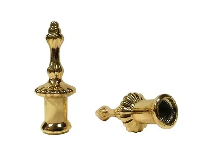 Lamp Finial-Pair Of 2  Polished Brass Finish PILLAR Finials-Dual Thread • $8