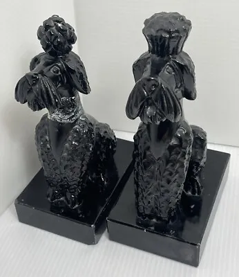 Lot Of Two Marble Black Poodle Bookends Made In Italy 7.25 Inches See Photos Vtg • $59.99