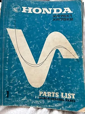 Honda XR75K1 XR75K2 Parts List Volume 1 • $85