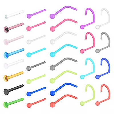 8Pcs/lot Acrylic Nose Ring Retainer 20G Bioflex Screw L-Bend Nose Pin Bone Studs • $3.99