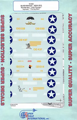 Super Scale Decals 1/72 B-25D Mitchell 345th BG  New Sealed 72-692 • $15