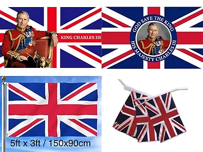 King Charles III Coronation Flag.5FT X 3FT. Union Jack.Souvenir. • £3.99