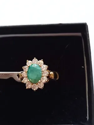 Ah! Jewellery Natural Emerald Ring 18ct G Filled Size L  See Photos For... • £34.09