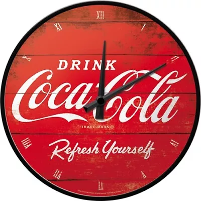 COKE Coca Cola Red Refresh Old School Retro Wall Clock Man Cave Sign • $99.90