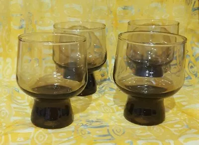 Vintage Retro Crown Corning Regis Smoke Glasses X 4  • $30