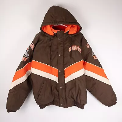 Vintage Starter Proline Jacket Cleveland Browns Men's Size Large Hooded Nylon • $129.95