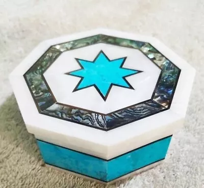 6 X6 X3  White Marble Trinket Box Handmade Semi Precious Mosaic Art Decor Gifts • $387.15