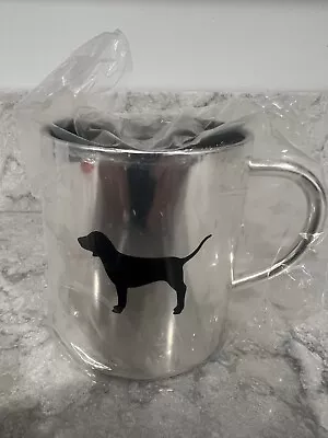 New Victoria Secret Pink Silver Stainless Steel Coffee Cup Mug Dog Logo • $10