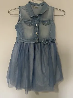 Mayoral Girls Denim Tulle Dress Size T7 - 122cm • $20