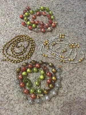 Old Mercury Glass Christmas Garland 4 Bead Strands Lot X4 211” Multi Colors • $89.99