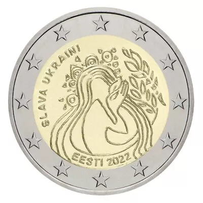 Estonia 2022 Support For Ukraine 2 Euro Coin. UNC From Bank Roll • $6