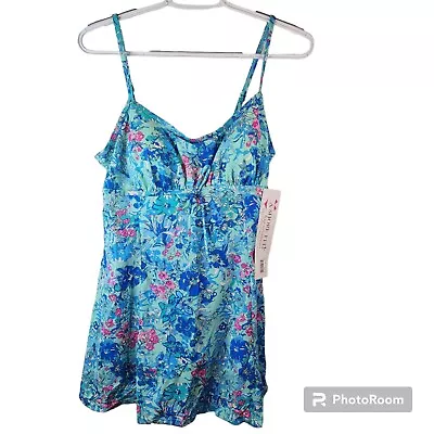 A Shore Fit Hip Solutions Blue Swim Dress Soft Cups Adjustable Strap Size 12 NWT • $21.99