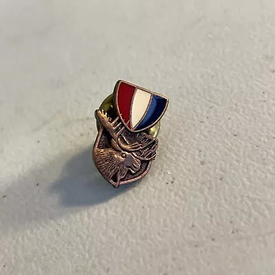 Vintage Enamel Lapel Pinback Pin -- Ribbon Moose Lodge Copper Tone • $3.99