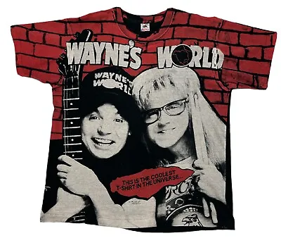 Vintage Wayne’s World AOP 1992 COOLEST SHIRT IN THE UNIVERSE Single Stitch • $490.71