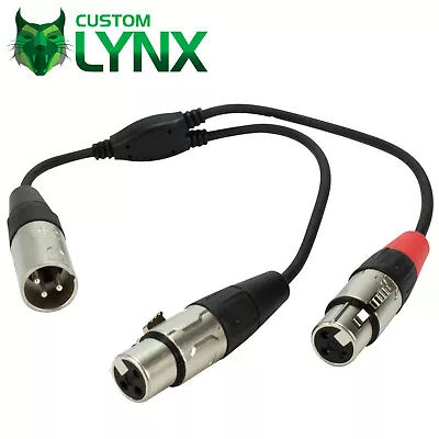 Rean Neutrik Stereo XLR Splitter Cable. 3 Pin Male XLR To 2 X Female XLR. 25cm • £9.45