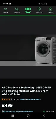 £384 • Buy Aeg Washing Machine
