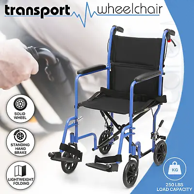 [FDA APPROVED]Foldable Lightweight Transport Wheelchair W/8  Wheels & Handbrakes • $113.99
