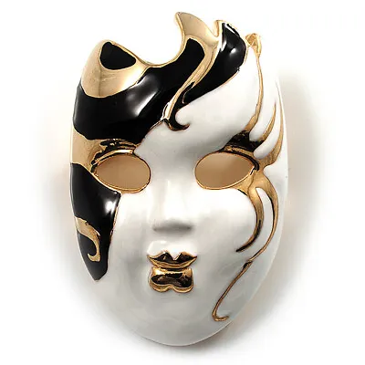 Theatrical Mask Enamel Brooch (Black&White) • £13.90