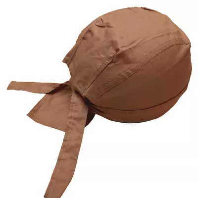 BROWN Cotton SKULL CAP Du Rag Head Wrap Liner Motorcycle Biker Do Doo Bandana • $6.99