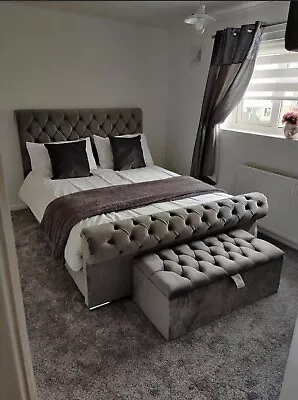£363.78 • Buy !!!Luxury Sleigh Plush Velvet Bed And Ottoman Box Available In All Size!