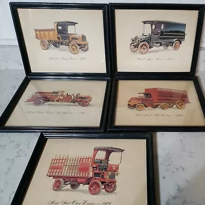 SET 5 Vintage Mack Truck Prints Howard Nostrand Jr. Framed Glass Red Black  • $49