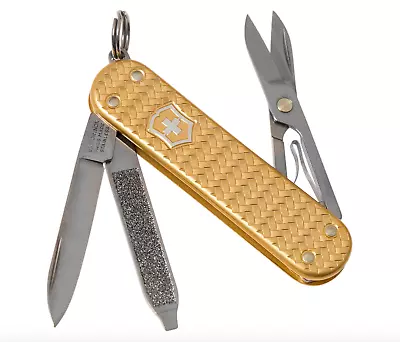 Swiss Army Knife Classic Brass Gold Alox Victorinox 0.6221.408G New In Box • $49.95