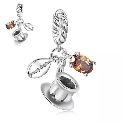 S925 Sterling Silver Pendant Delicious Coffee And Coffee Bean CZ Dangle Charm By • £21.65