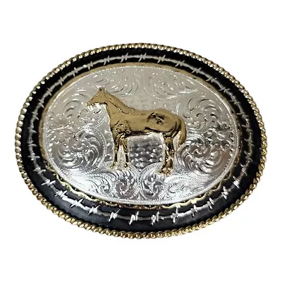 Stand Alone Horse Belt Buckle Montana Silversmiths Collectible Barbed Wire • $71.99